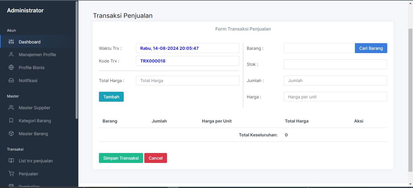 Sistem Informasi Point Of Sales (Kasir beserta dengan cetak kwitansi dan laporan)